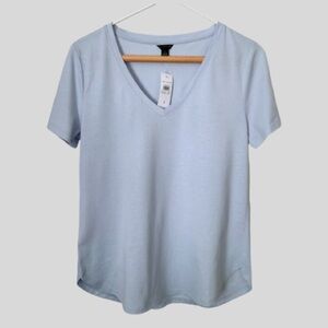 Ann Taylor Pima Cotton V-neck Pale Blue Size S NWT